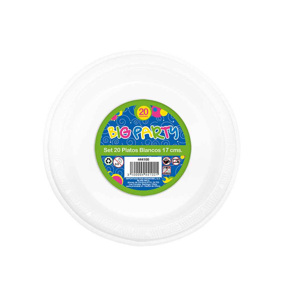 Plato Blanco 17 cm 20 Piezas | Big Party